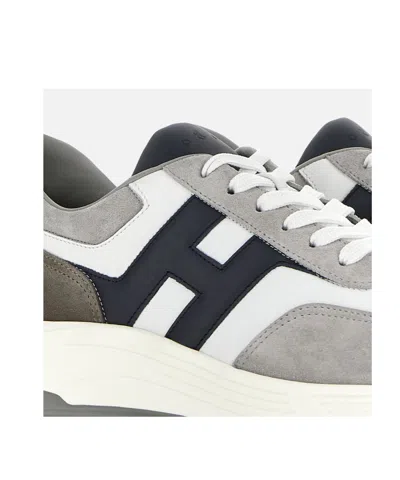 Hogan Round Toe Rubber Sole Panelled Design Sneakers In Gray