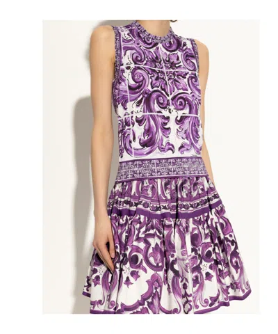 Dolce & Gabbana Dolce&gabbana Majolica Print Silk Sweater In Purple