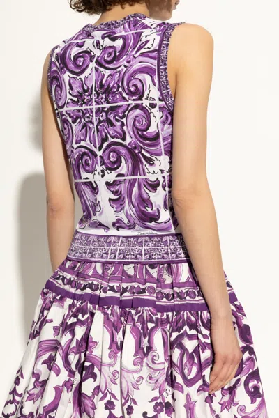 Dolce & Gabbana Dolce&gabbana Majolica Print Silk Sweater In Purple