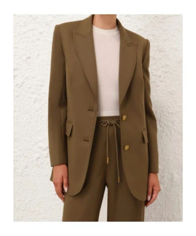 Zimmermann Crush Single Breasted Jacket In Brown