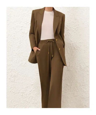 Zimmermann Crush Single Breasted Jacket In Brown