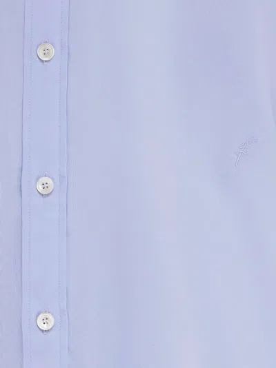 Ferragamo Shirt With Tonal Embroidered F In Blue