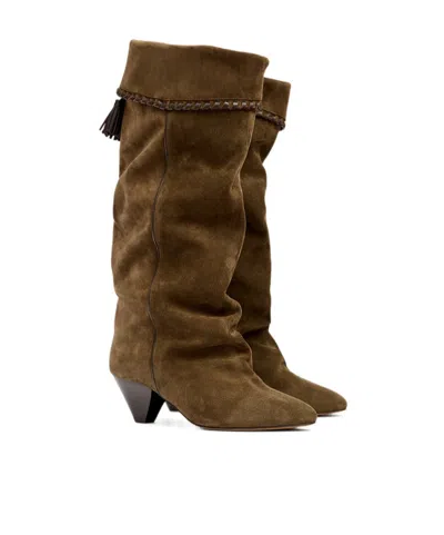 Isabel Marant Elita Draped Suede Calfskin Leather Boots
