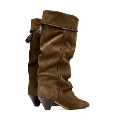 Isabel Marant Elita Draped Suede Calfskin Leather Boots