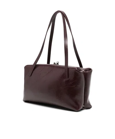 Jil Sander Maroon Goji Small Shoulder Bag