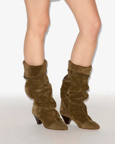 Isabel Marant Elita Draped Suede Calfskin Leather Boots