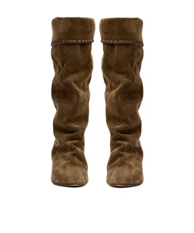 Isabel Marant Elita Draped Suede Calfskin Leather Boots