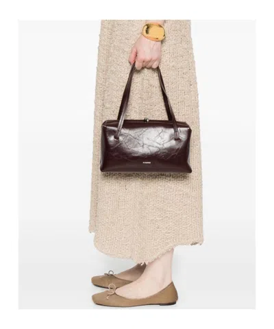 Jil Sander Maroon Goji Small Shoulder Bag