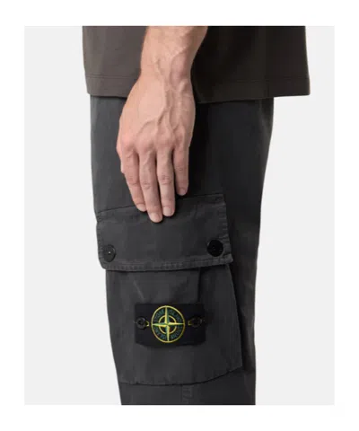 Stone Island Compass Label Regular Fit Trousers In Black