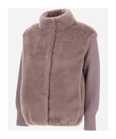 Herno Resort Jacket In Faux Mink Fur In Pink