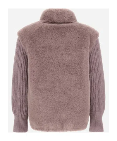 Herno Resort Jacket In Faux Mink Fur In Pink