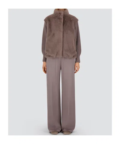 Herno Resort Jacket In Faux Mink Fur In Pink