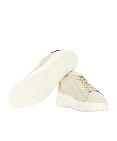 Hogan Leather Sneakers With Round Toe And Rubber Sole In White