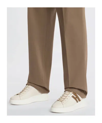 Hogan Leather Sneakers With Round Toe And Rubber Sole In White