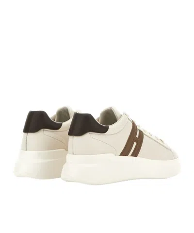 Hogan Leather Sneakers With Round Toe And Rubber Sole In White
