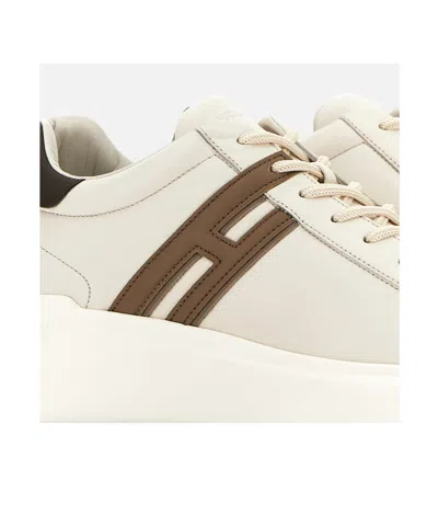 Hogan Leather Sneakers With Round Toe And Rubber Sole In White