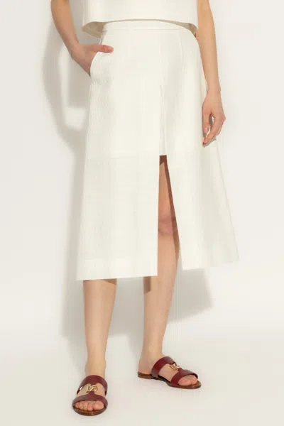 Dolce & Gabbana Textured Front-split Skirt In White
