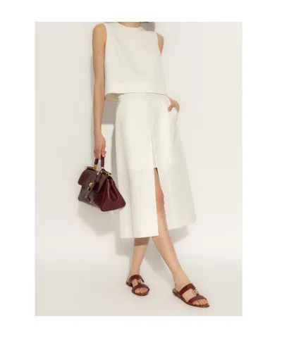 Dolce & Gabbana Textured Front-split Skirt In White