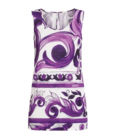 Dolce & Gabbana Top With Majolica Print In Purple
