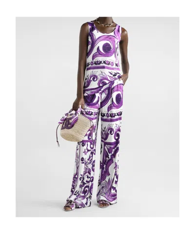 Dolce & Gabbana Top With Majolica Print In Purple