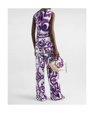 Dolce & Gabbana Top With Majolica Print In Purple