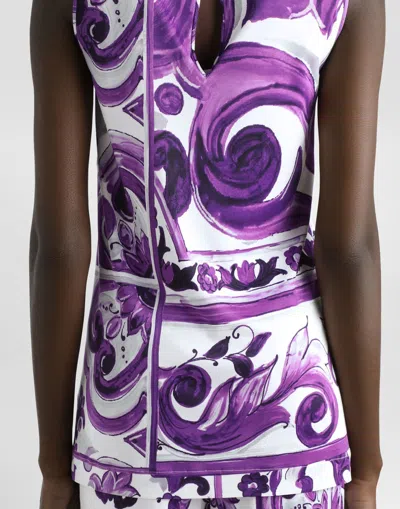 Dolce & Gabbana Top With Majolica Print In Purple