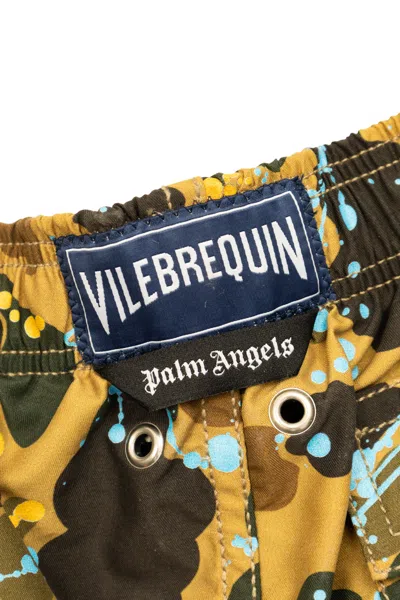 Palm Angels Drawstring Swimming Trunks In Yellow