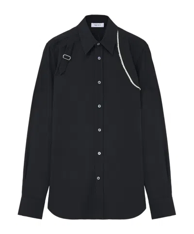 Alexander Mcqueen Mcqueen Raw Edge Harness Cotton Popling Button-up Shirt