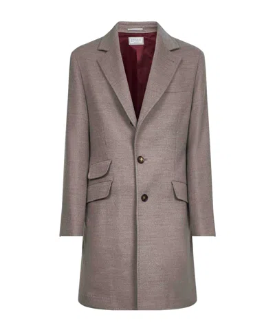 Brunello Cucinelli Notched-lapel Single-breasted Coat In Brown