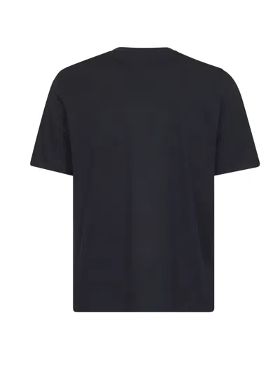 Brunello Cucinelli Men Blue Jersey Printed Crewneck T-shirt In Black