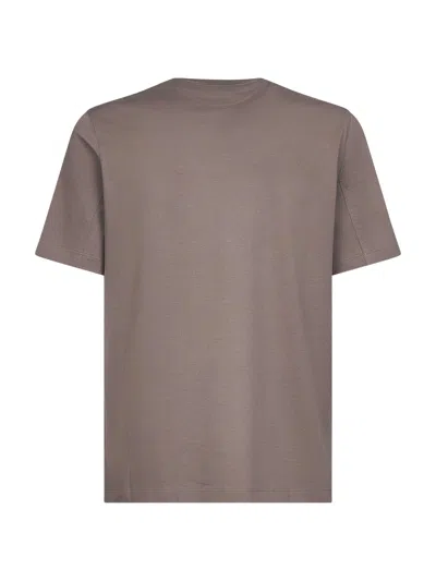 Brunello Cucinelli Mud Cotton Solomeo Crest T-shirt In Brown