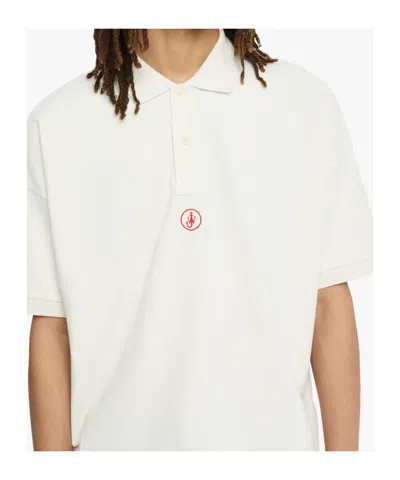 Jw Anderson Anchor Embroidery Polo In Neutral