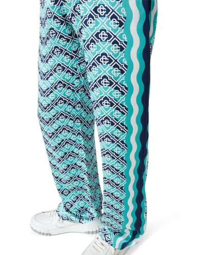 Casablanca Monogram Wave Silk Trousers In Blue