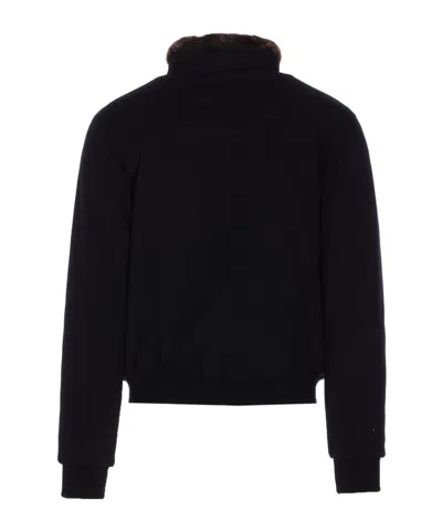Moorer Padded Fleece Zip-up Jacket With Detachable Faux-fur Collar In Brown