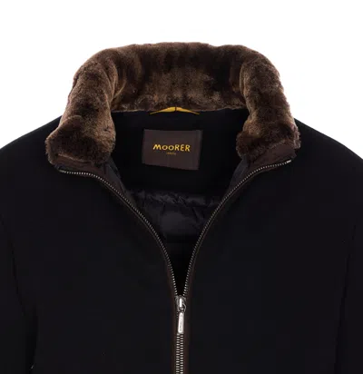 Moorer Padded Fleece Zip-up Jacket With Detachable Faux-fur Collar In Brown