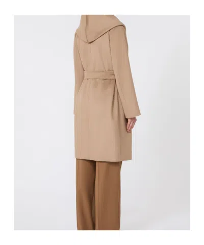 Max Mara Studio Double-drap Virgin Wool Belted Jacket With Side Welt Pockets