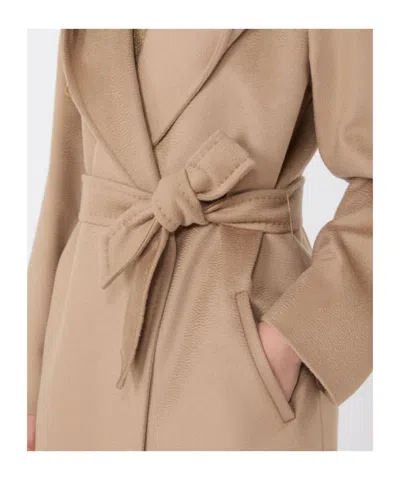 Max Mara Studio Double-drap Virgin Wool Belted Jacket With Side Welt Pockets