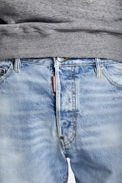 Dsquared2 Light Diagonale Wash Marine Shorts In Blue