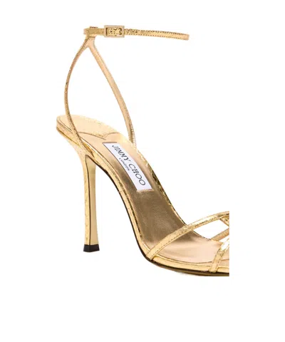 Jimmy Choo 1998 Leo 100 Gold Leather Sandals