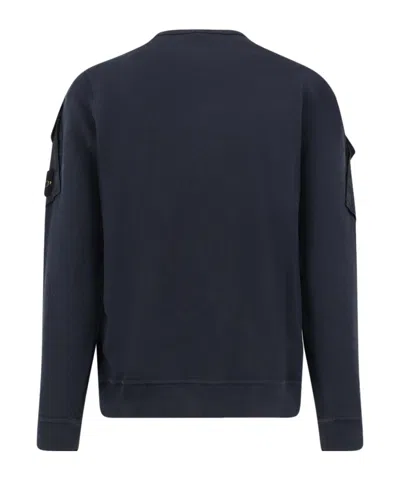 Stone Island Crew Neck Sweatshirt In Organic Brushed Cotton In Blue