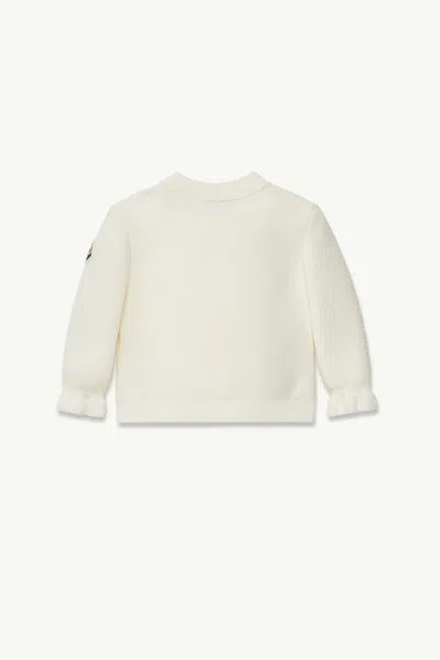 Moncler Crew Neck Long Sleeve Down Cardigan In White