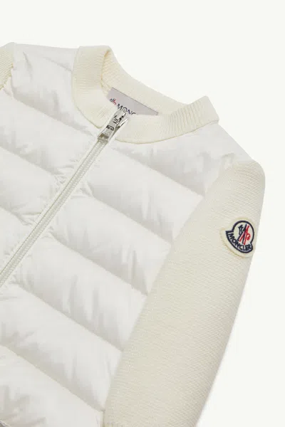 Moncler Crew Neck Long Sleeve Down Cardigan In White