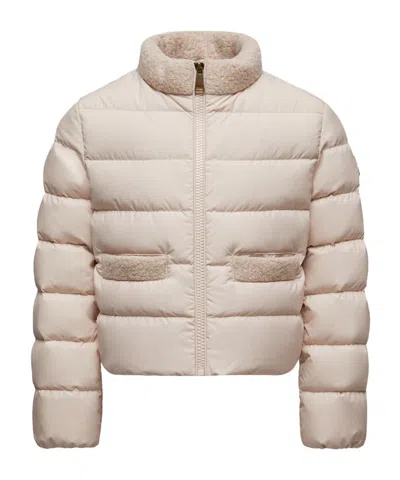 Moncler High Collar Long Sleeve Down Jacket In Neutral