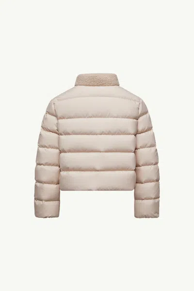Moncler High Collar Long Sleeve Down Jacket In Neutral