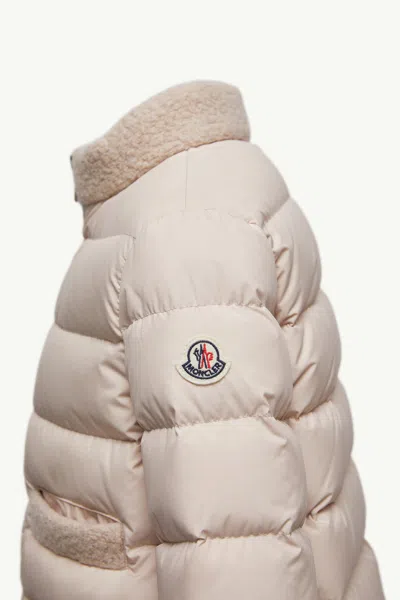 Moncler High Collar Long Sleeve Down Jacket In Neutral