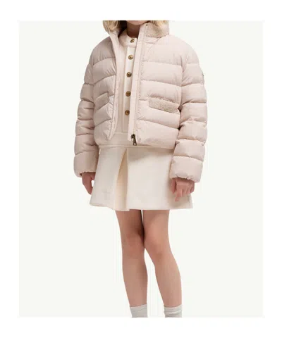 Moncler High Collar Long Sleeve Down Jacket In Neutral