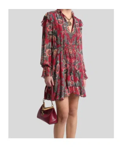 Etro High Neck Floral Print Mini Dress