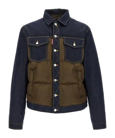 Dsquared2 Hybrid Puffer-jeans Puffer Jackets Multicolor In Blue