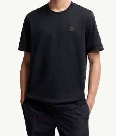 Moncler Logo Patch Cotton T-shirt, Men, Blue, Size: S In Blue