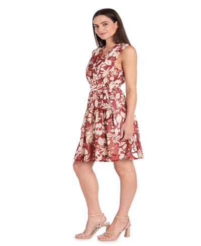 R & M Richards Petite Chiffon Printed Surplice Sleeveless Dress